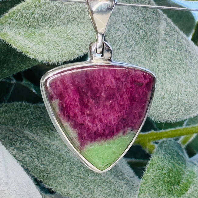Ruby Zoisite Pendants - Triangle Bezel Set - Sterling Silver