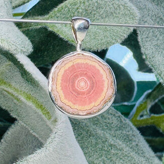 Rhodochrosite Pendants - Natural Slice Bezel Set - Sterling Silver Raw Rough