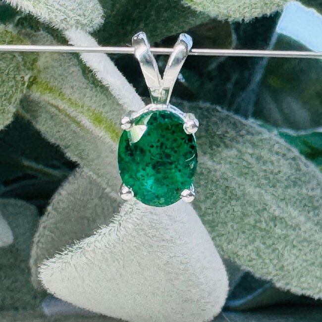 Emerald Pendants - Oval Faceted - Bezel Set Sterling Silver