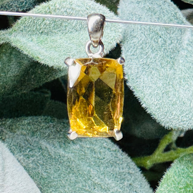Congo Citrine Pendants - Rectangle Cut Claw Set - Sterling Silver