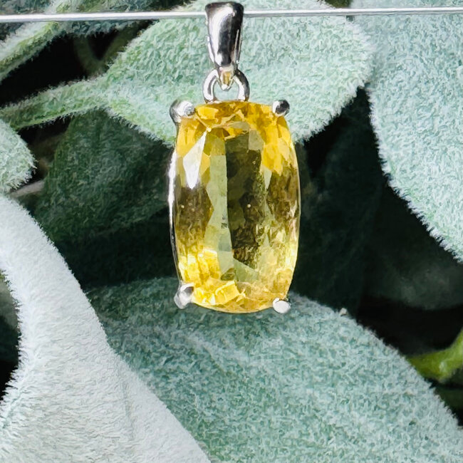 Congo Citrine Pendants - Rectangle Cut Claw Set - Sterling Silver