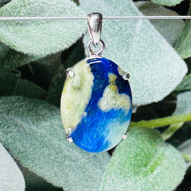 Afghanite (Afghan Lapis) Pendants - Oval Claw Set - Sterling Silver