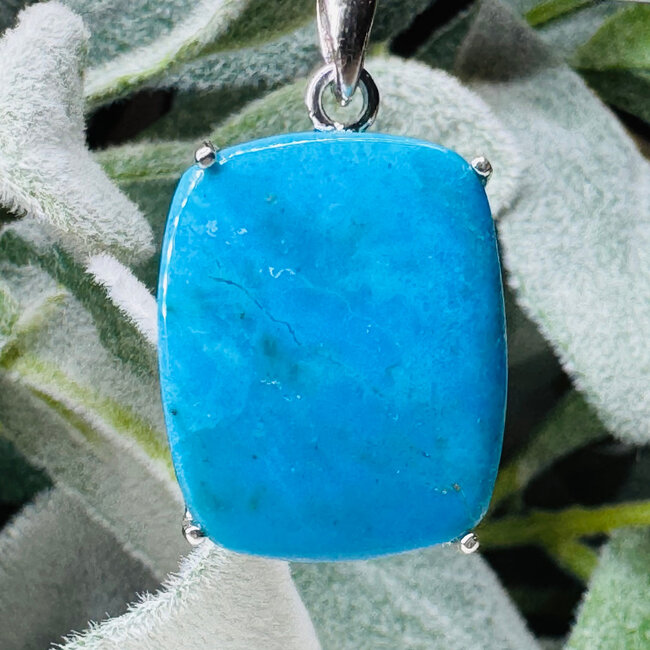 Peruvian Blue Opal Pendants - Rectangle Claw Set - Sterling Silver