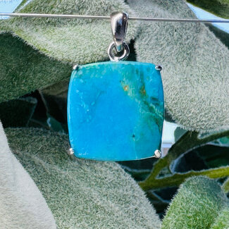 Peruvian Blue Opal Pendants - Square Claw Set - Sterling Silver