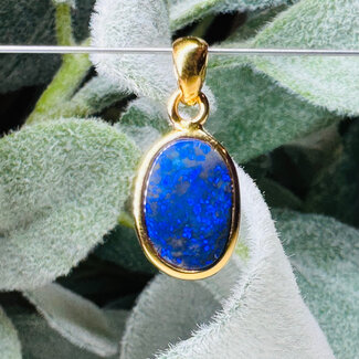 Australian Opal Pendants (Lighting Ridge) - Oval Bezel Set - 18k Gold Vermeil