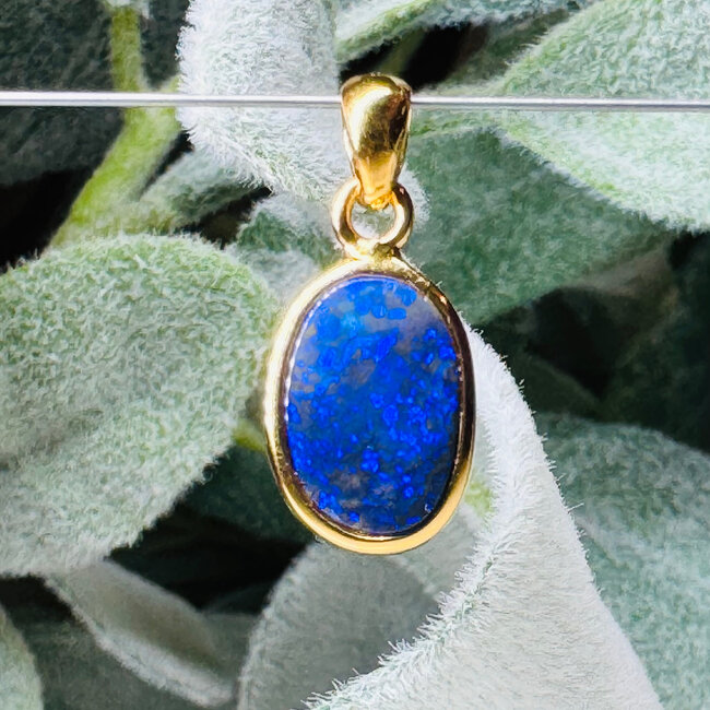 Australian Opal Pendants (Lighting Ridge) - Oval Bezel Set - 18k Gold Vermeil