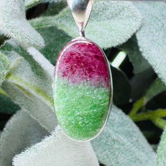 Ruby Zoisite Pendants - Oval Bezel Set - Sterling Silver