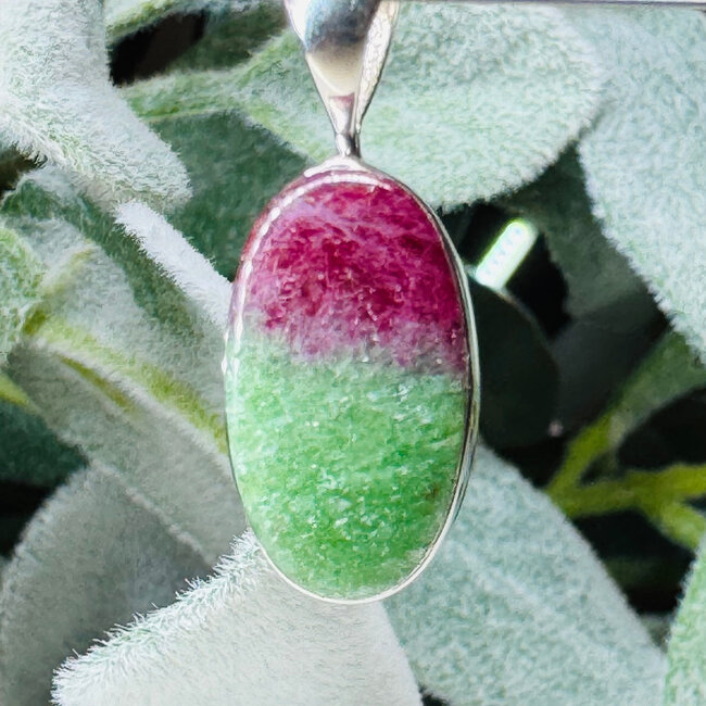 Ruby Zoisite Pendants - Oval Bezel Set - Sterling Silver