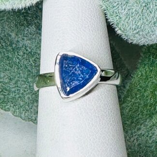 Tanzanite Rings - Size 6 Triangle Faceted Bezel Set - Sterling Silver
