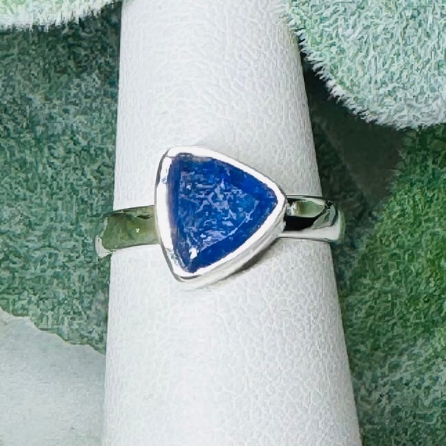 Tanzanite Rings - Size 6 Triangle Faceted Bezel Set - Sterling Silver