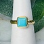 Turquoise Rings - Size 9 Square Faceted Bezel Set - 18k Gold Vermeil