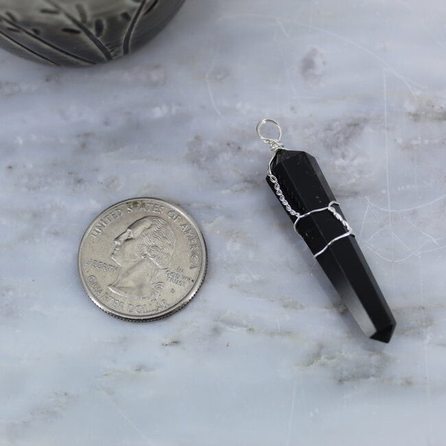 Black Obsidian Pendants - Wire Wrapped Faceted Points