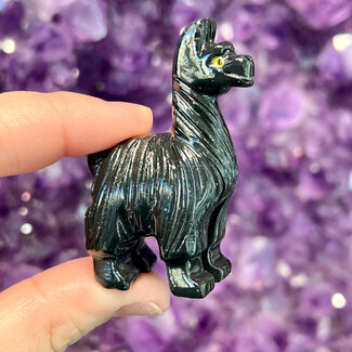 Black Obsidian Llamas - Medium 2.5" Animal Carving