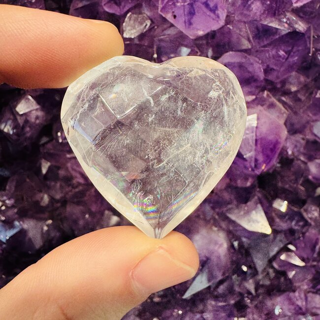 Clear (Crystal) Quartz Faceted Hearts - Medium 1.5-2" (High Grade)