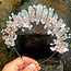 Clear Quartz Crown Tiara -  Flowers & Pearls (Gold Plated) Crystal Headband Hair Accessories