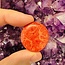 Orange Red Sponge Coral Round Flats - Mini Palm Stones Slices Slabs