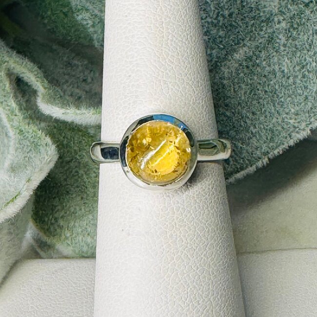 Imperial Topaz Rings - Size 6 Round Circle Bezel Set - Sterling Silver