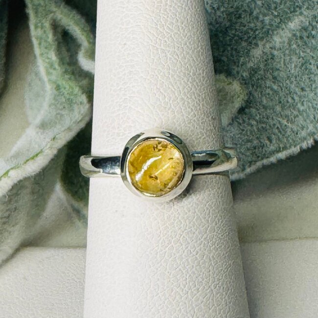 Imperial Topaz Rings - Size 7 Round Circle Bezel Set - Sterling Silver