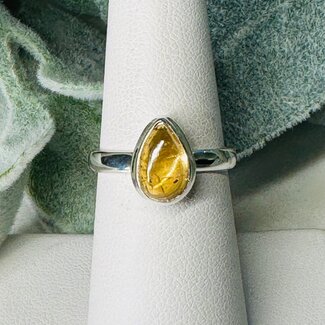 Imperial Topaz Rings - Size 7 Teardrop Pear Bezel Set - Sterling Silver