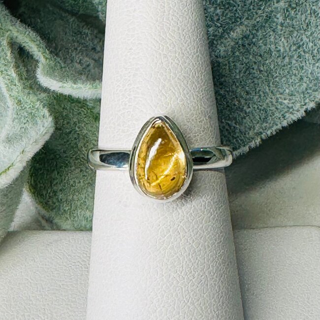 Imperial Topaz Rings - Size 7 Teardrop Pear Bezel Set - Sterling Silver