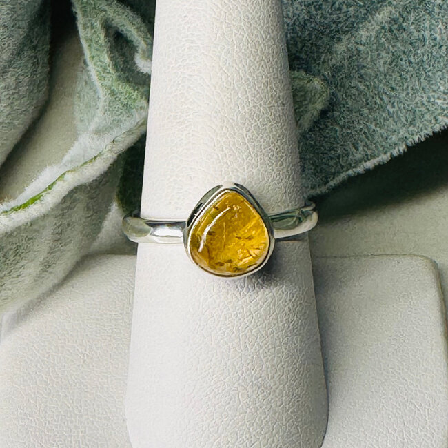 Imperial Topaz Rings - Size 9 Teardrop Pear Bezel Set - Sterling Silver
