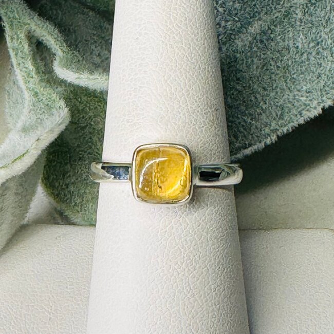Imperial Topaz Rings - Size 7 Square Bezel Set - Sterling Silver