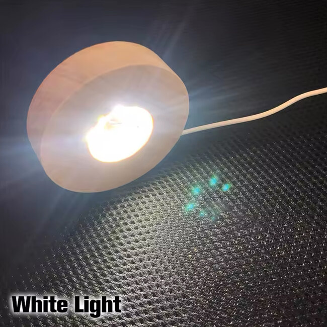Small Wood Base Crystal Lamp Light Round Sphere LED - 2.5" USB Port