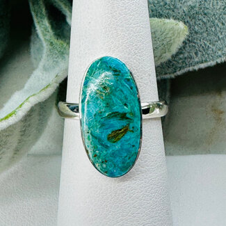 Peruvian Blue Opal Rings - Size 8 Oval Bezel Set - Sterling Silver