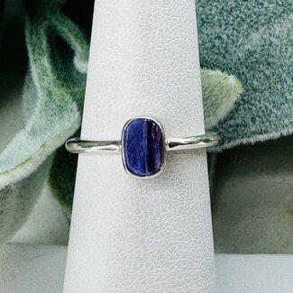 Charoite Rings - Size 6 #1 Rough Raw Natural Stackable - Bezel Set Sterling Silver