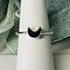 Black Tourmaline Rings - Size 9 Crescent Moon Stackable - Bezel Set Sterling Silver