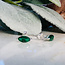 Emerald Earrings - Marquise Faceted Studs - Prong Claw Set Sterling Silver Push Back