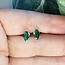 Emerald Earrings - Marquise Faceted Studs - Prong Claw Set Sterling Silver Push Back
