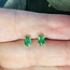 Emerald Earrings - Oval Faceted Studs - Prong Claw Set Sterling Silver Push Back (AAA Grade)