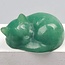 Green Aventurine Sleeping Cat Figurine (Sleeping) - Small Animal Carving Statue - 1.5"