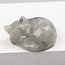 Labradorite Sleeping Cat Figurine- Small Animal Carving Statue 1.5"