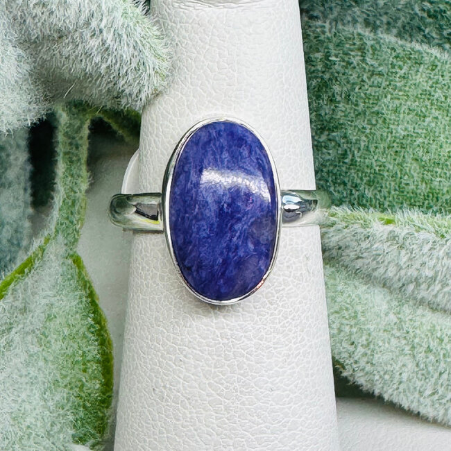 Charoite Rings - Size 6 Oval Bezel Set - Sterling Silver