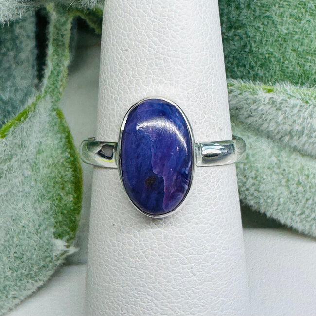 Charoite Rings - Size 8 Oval Bezel Set - Sterling Silver