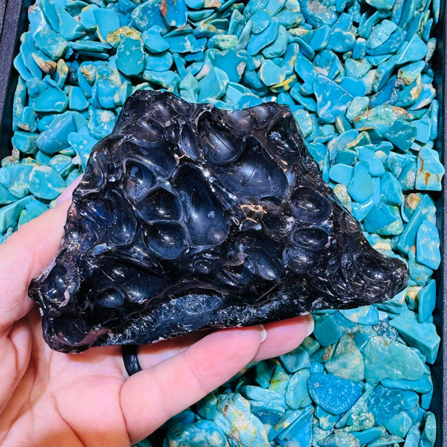 Black Obsidian (Bubbled) Free Form Specimen Display  - Medium #1 Rough Raw Natural