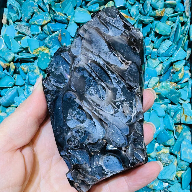 Black Obsidian (Bubbled) Free Form Specimen Display  - Medium #2 Rough Raw Natural