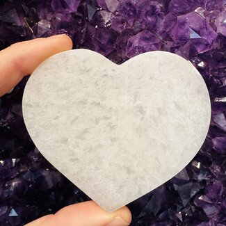 Selenite (Satin Spar Gypsum) Hearts Charging Plates - 3.5"Medium