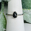 Shungite Ring - Size 4 Teardrop Pear Bezel Set - Sterling Silver