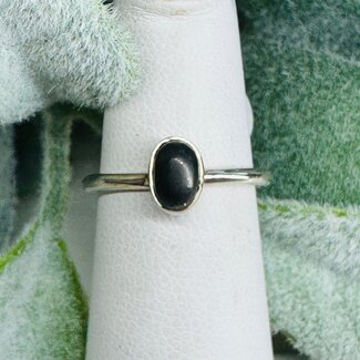 Shungite Rings - Size 7 Oval Bezel Set - Sterling Silver EMF 5G