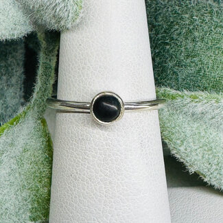 Shungite Rings - Size 6 Round Circle Bezel Set - Sterling Silver EMF 5G