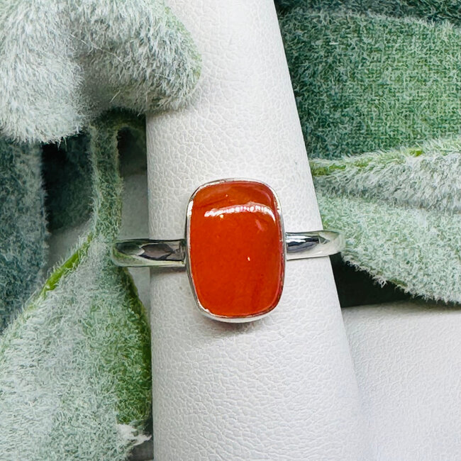 Carnelian Rings - Size 11 Rectangle Bezel Set - Sterling Silver
