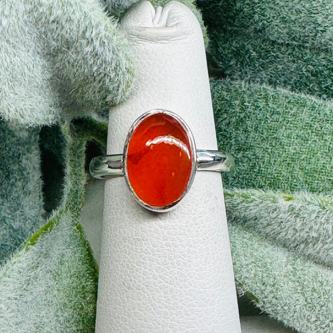 Carnelian Rings - Size 10 Oval Bezel Set - Sterling Silver