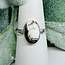 White Buffalo Turquoise Rings - Size 7 Oval Bezel Set - Sterling Silver