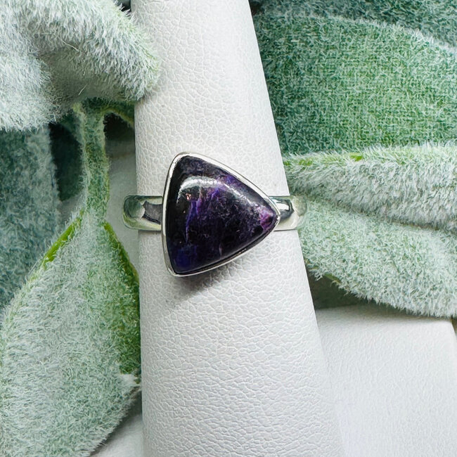 Sugilite Rings - Size 7 Triangle Bezel Set - Sterling Silver