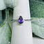 Amethyst Rings - Size 8 Teardrop Pear Faceted Stackable - Bezel Set Sterling Silver