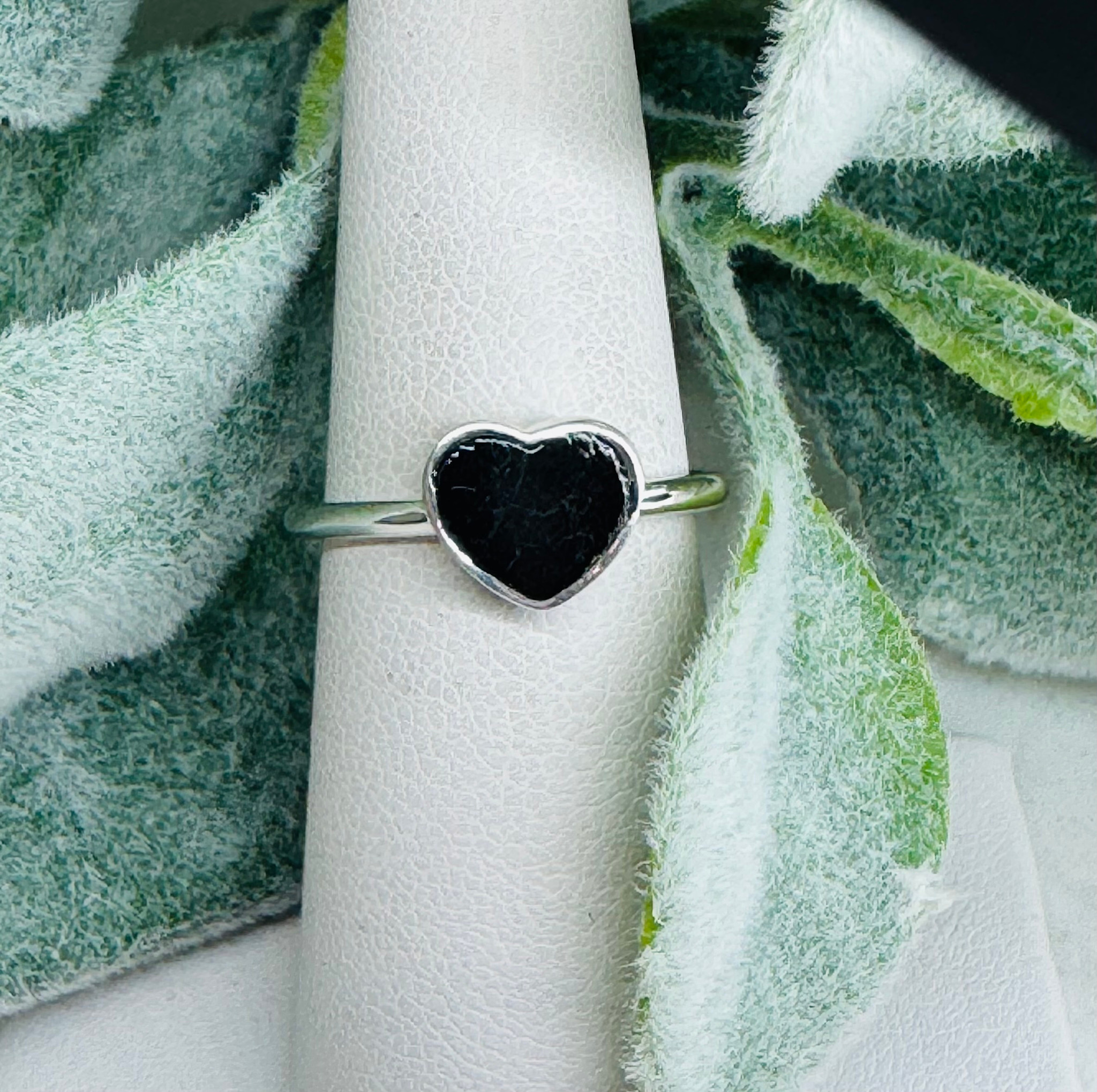 Black Tourmaline Rings Size Heart Bezel Set Sterling Silver