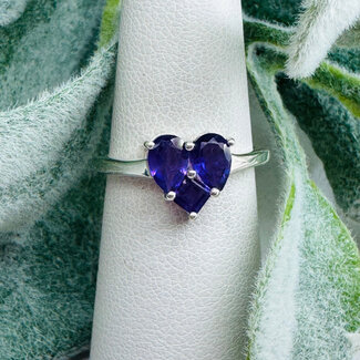 Amethyst Rings - Size 7 Heart Faceted - Prong Claw Set Sterling Silver
